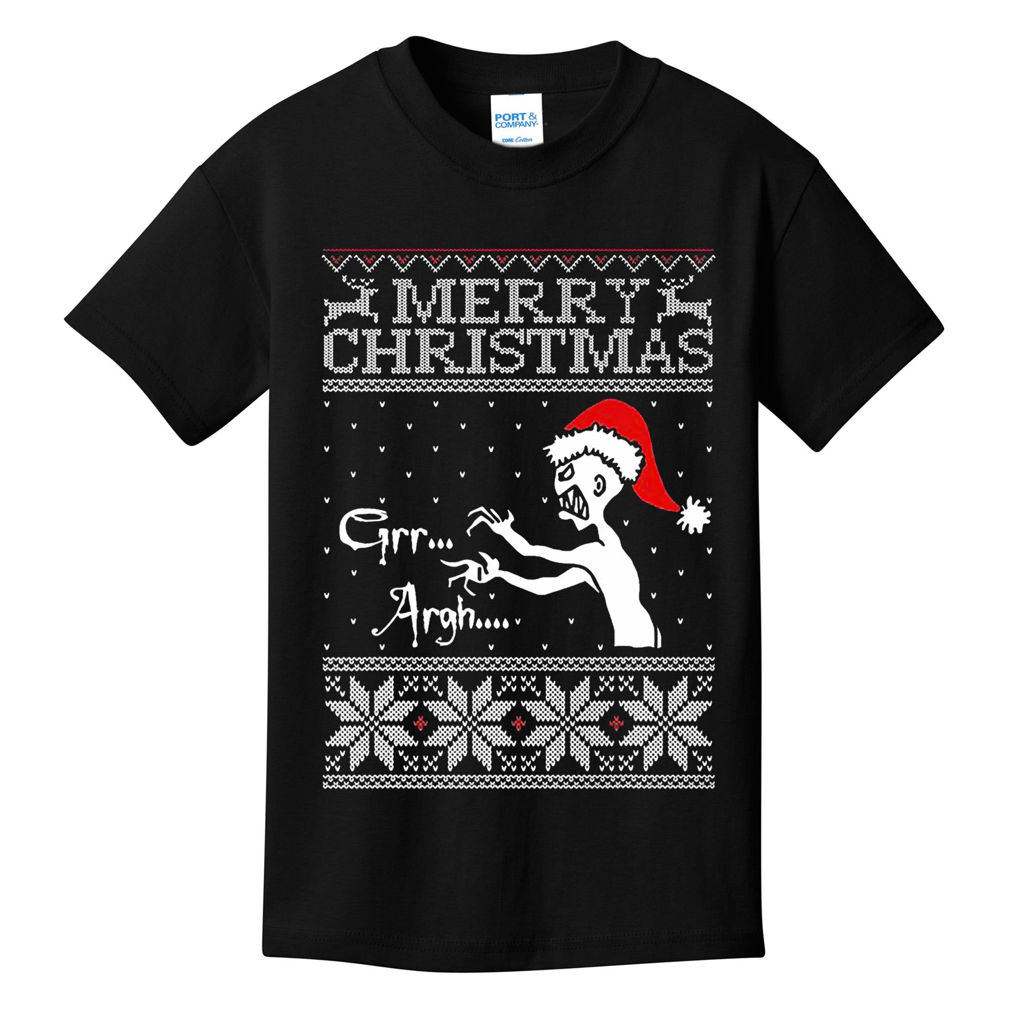 Merry Christmas Grr Argh Ugly Zombie Santa Kids T-Shirt