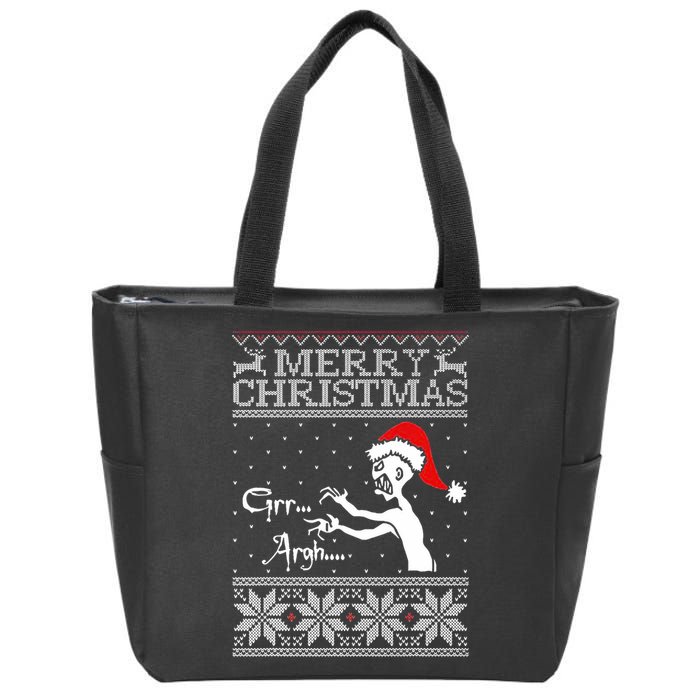 Merry Christmas Grr Argh Ugly Zombie Santa Zip Tote Bag