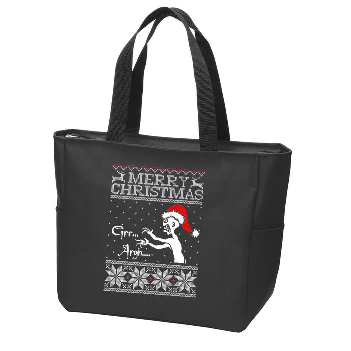 Merry Christmas Grr Argh Ugly Zombie Santa Zip Tote Bag