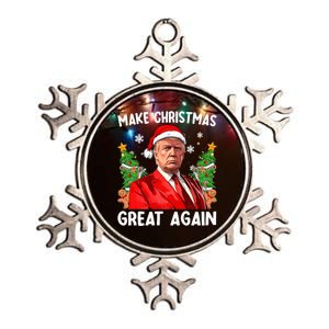 Make Christmas Great Again Funny Santa Trump 2024 Funny Xmas Metallic Star Ornament