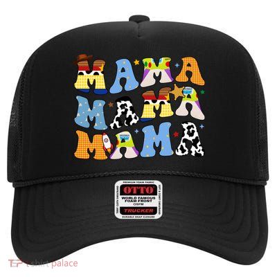 Mama Cow Girl Print Cute High Crown Mesh Back Trucker Hat