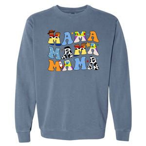 Mama Cow Girl Print Cute Garment-Dyed Sweatshirt