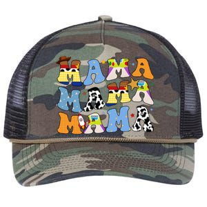 Mama Cow Girl Print Cute Retro Rope Trucker Hat Cap