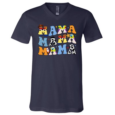 Mama Cow Girl Print Cute V-Neck T-Shirt