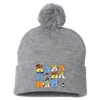 Mama Cow Girl Print Cute Pom Pom 12in Knit Beanie