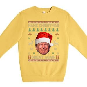 Make Christmas Great Again Funny Trump Ugly Sweater Xmas Premium Crewneck Sweatshirt