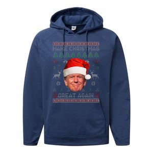 Make Christmas Great Again Funny Trump Ugly Sweater Xmas Performance Fleece Hoodie