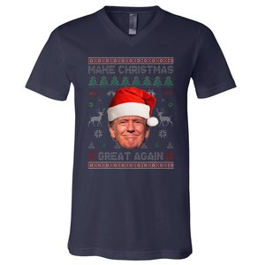 Make Christmas Great Again Funny Trump Ugly Sweater Xmas V-Neck T-Shirt