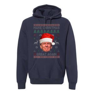 Make Christmas Great Again Funny Trump Ugly Sweater Xmas Premium Hoodie