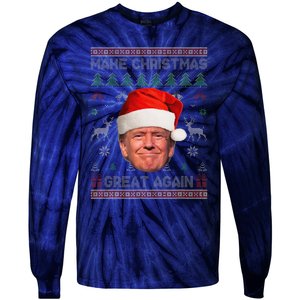 Make Christmas Great Again Funny Trump Ugly Sweater Xmas Tie-Dye Long Sleeve Shirt