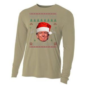 Make Christmas Great Again Funny Trump Ugly Sweater Xmas Cooling Performance Long Sleeve Crew