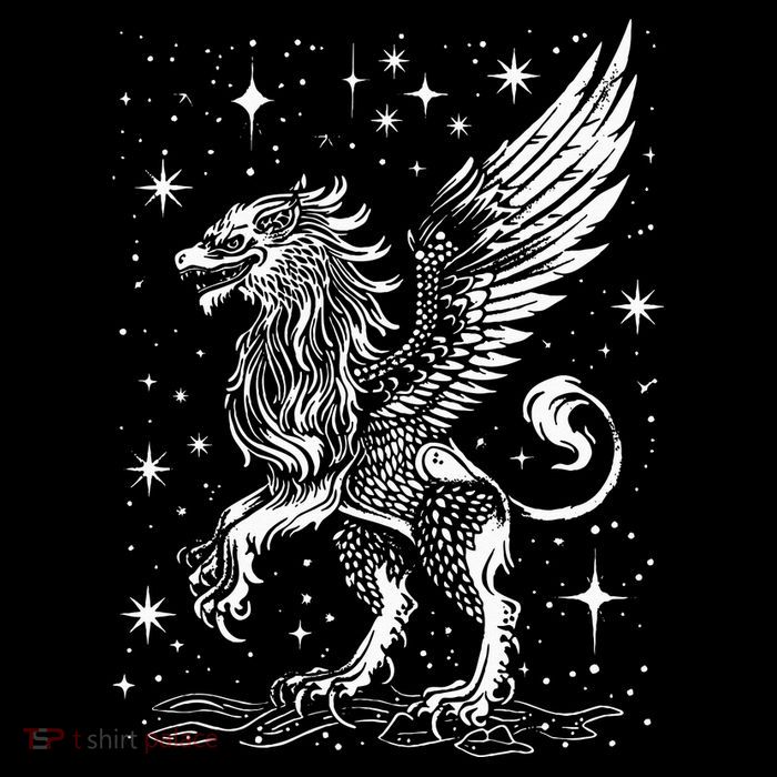 Mystical Creepy Gryphon Greek Mythical Creature Drawstring Bag