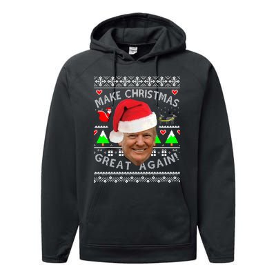 Make Christmas Great Again! Donald Trump Ugly Christmas Performance Fleece Hoodie