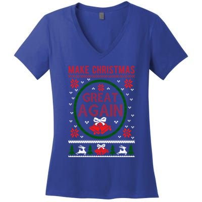Make Christmas Great Again Funny Trump Christmas Meaningful Gift Women's V-Neck T-Shirt