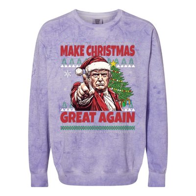 Make Christmas Great Again Xmas Funny Trump Pajamas Ugly Colorblast Crewneck Sweatshirt