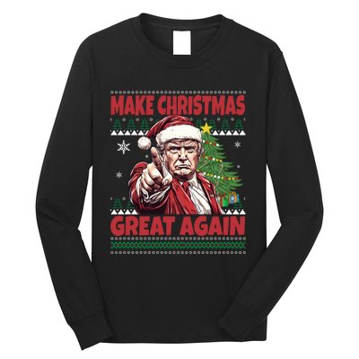 Make Christmas Great Again Xmas Funny Trump Pajamas Ugly Long Sleeve Shirt