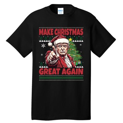 Make Christmas Great Again Xmas Funny Trump Pajamas Ugly Tall T-Shirt