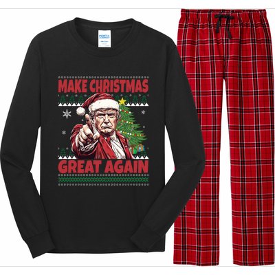 Make Christmas Great Again Xmas Funny Trump Pajamas Ugly Long Sleeve Pajama Set