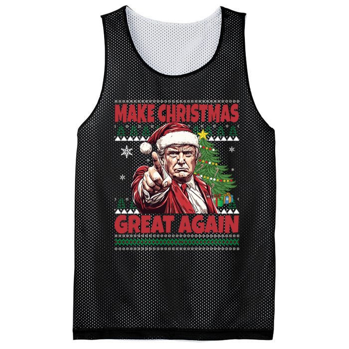 Make Christmas Great Again Xmas Funny Trump Pajamas Ugly Mesh Reversible Basketball Jersey Tank