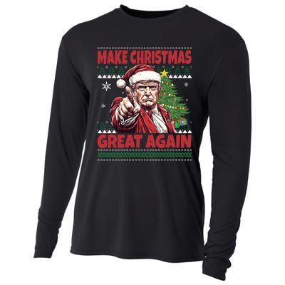 Make Christmas Great Again Xmas Funny Trump Pajamas Ugly Cooling Performance Long Sleeve Crew