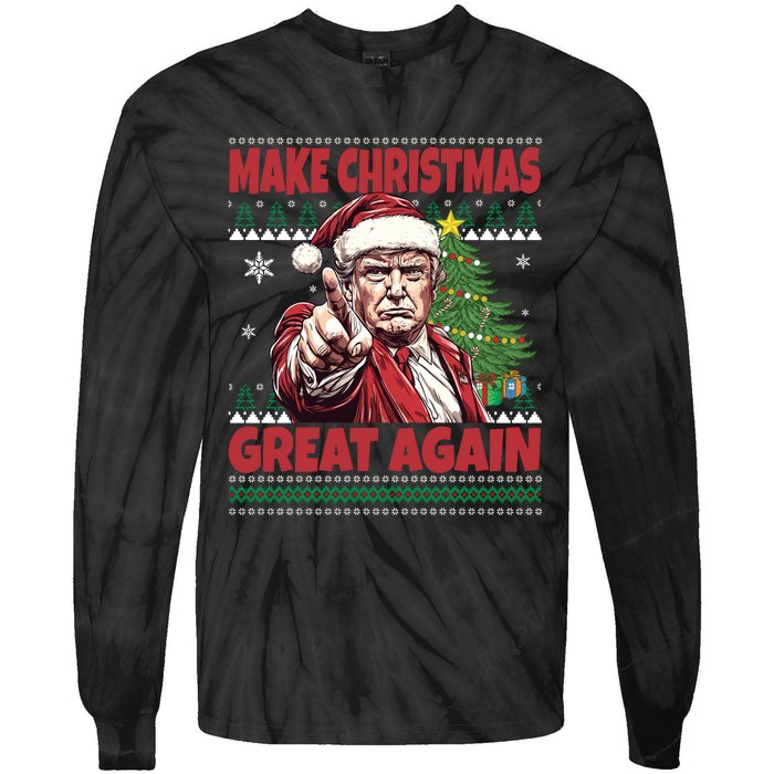 Make Christmas Great Again Xmas Funny Trump Pajamas Ugly Tie-Dye Long Sleeve Shirt