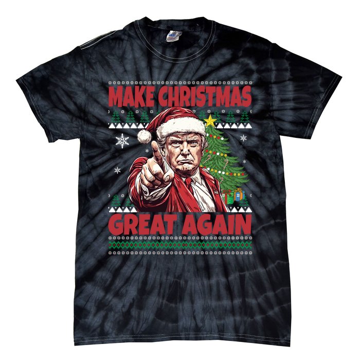 Make Christmas Great Again Xmas Funny Trump Pajamas Ugly Tie-Dye T-Shirt