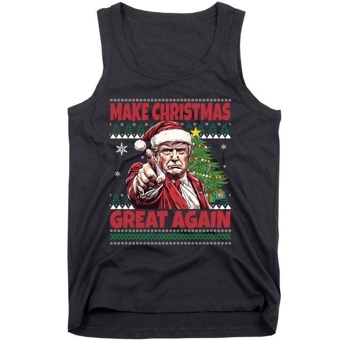 Make Christmas Great Again Xmas Funny Trump Pajamas Ugly Tank Top