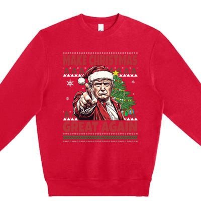 Make Christmas Great Again Xmas Funny Trump Pajamas Ugly Premium Crewneck Sweatshirt