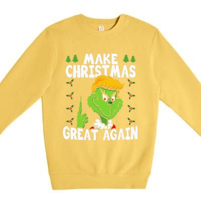 Make Christmas Great Again Donald Trump Xmas Funny Gift Premium Crewneck Sweatshirt