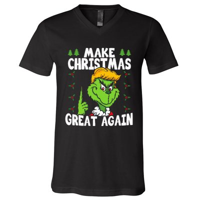 Make Christmas Great Again Donald Trump Xmas Funny Gift V-Neck T-Shirt