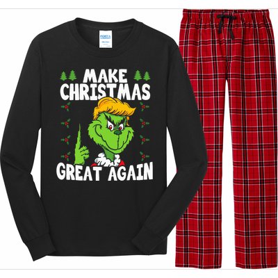 Make Christmas Great Again Donald Trump Xmas Funny Gift Long Sleeve Pajama Set