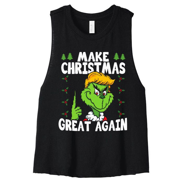 Make Christmas Great Again Donald Trump Xmas Funny Gift Women's Racerback Cropped Tank