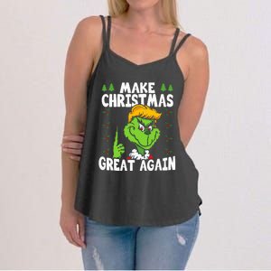 Make Christmas Great Again Donald Trump Xmas Funny Gift Women's Strappy Tank