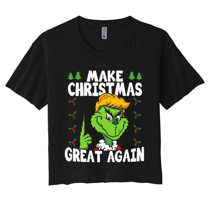 Make Christmas Great Again Donald Trump Xmas Funny Gift Women's Crop Top Tee