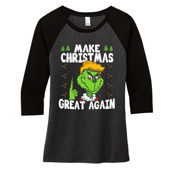 Make Christmas Great Again Donald Trump Xmas Funny Gift Women's Tri-Blend 3/4-Sleeve Raglan Shirt