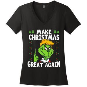 Make Christmas Great Again Donald Trump Xmas Funny Gift Women's V-Neck T-Shirt