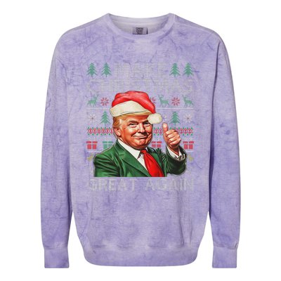 Make Christmas Great Again Funny Trump Xmas Snow Pajama Ugly Colorblast Crewneck Sweatshirt