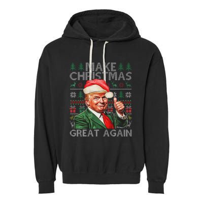 Make Christmas Great Again Funny Trump Xmas Snow Pajama Ugly Garment-Dyed Fleece Hoodie