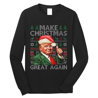 Make Christmas Great Again Funny Trump Xmas Snow Pajama Ugly Long Sleeve Shirt