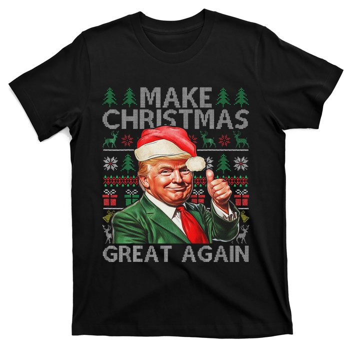 Make Christmas Great Again Funny Trump Xmas Snow Pajama Ugly T-Shirt