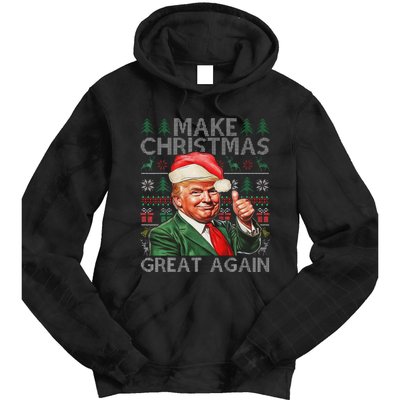 Make Christmas Great Again Funny Trump Xmas Snow Pajama Ugly Tie Dye Hoodie