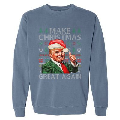 Make Christmas Great Again Funny Trump Xmas Snow Pajama Ugly Garment-Dyed Sweatshirt