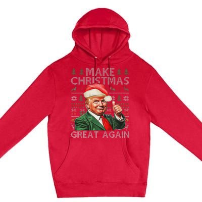 Make Christmas Great Again Funny Trump Xmas Snow Pajama Ugly Premium Pullover Hoodie