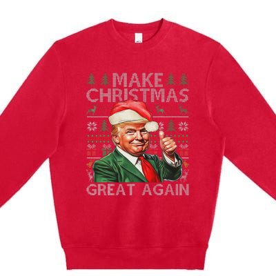 Make Christmas Great Again Funny Trump Xmas Snow Pajama Ugly Premium Crewneck Sweatshirt