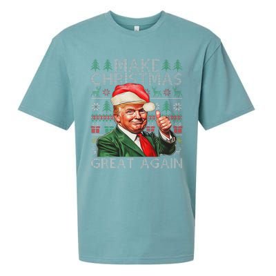 Make Christmas Great Again Funny Trump Xmas Snow Pajama Ugly Sueded Cloud Jersey T-Shirt