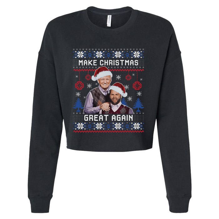 Make Christmas Great Again Trump Vance Cropped Pullover Crew