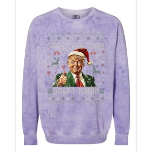 Make Christmas Great Again Funny Santa Trump 2024 Xmas Colorblast Crewneck Sweatshirt