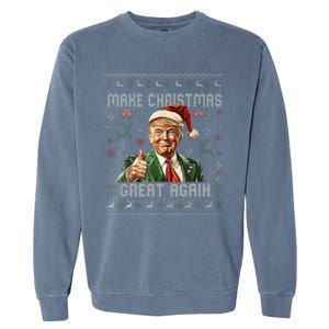 Make Christmas Great Again Funny Santa Trump 2024 Xmas Garment-Dyed Sweatshirt