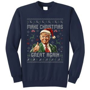 Make Christmas Great Again Funny Santa Trump 2024 Xmas Tall Sweatshirt