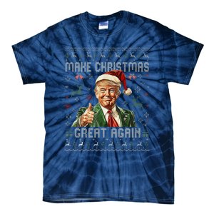 Make Christmas Great Again Funny Santa Trump 2024 Xmas Tie-Dye T-Shirt